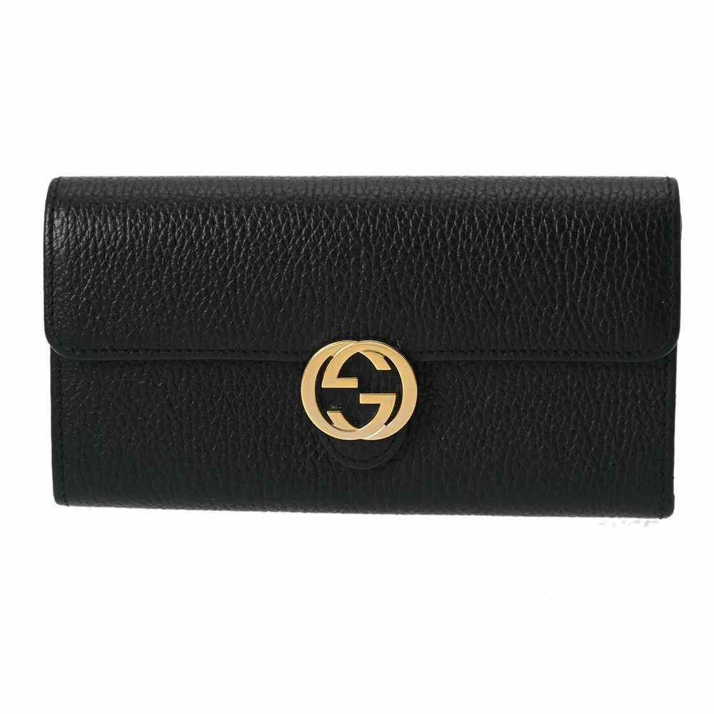 GUCCI Leather Long Wallet Black